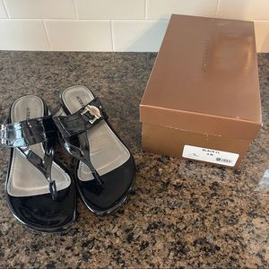 Audrey Brooke Black Patent Sandals